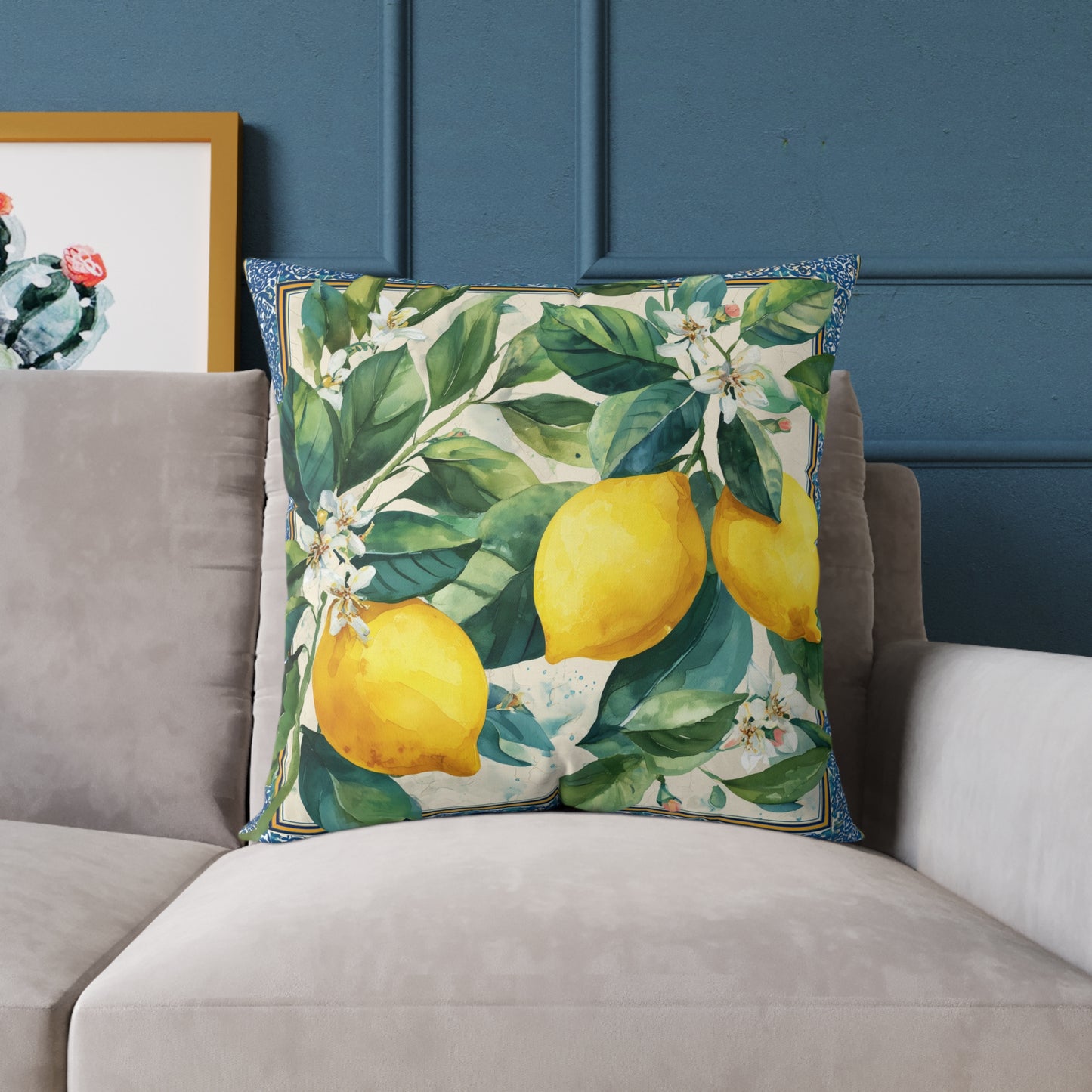 Amalfi Lemon Orchard - Square Poly Canvas Pillow