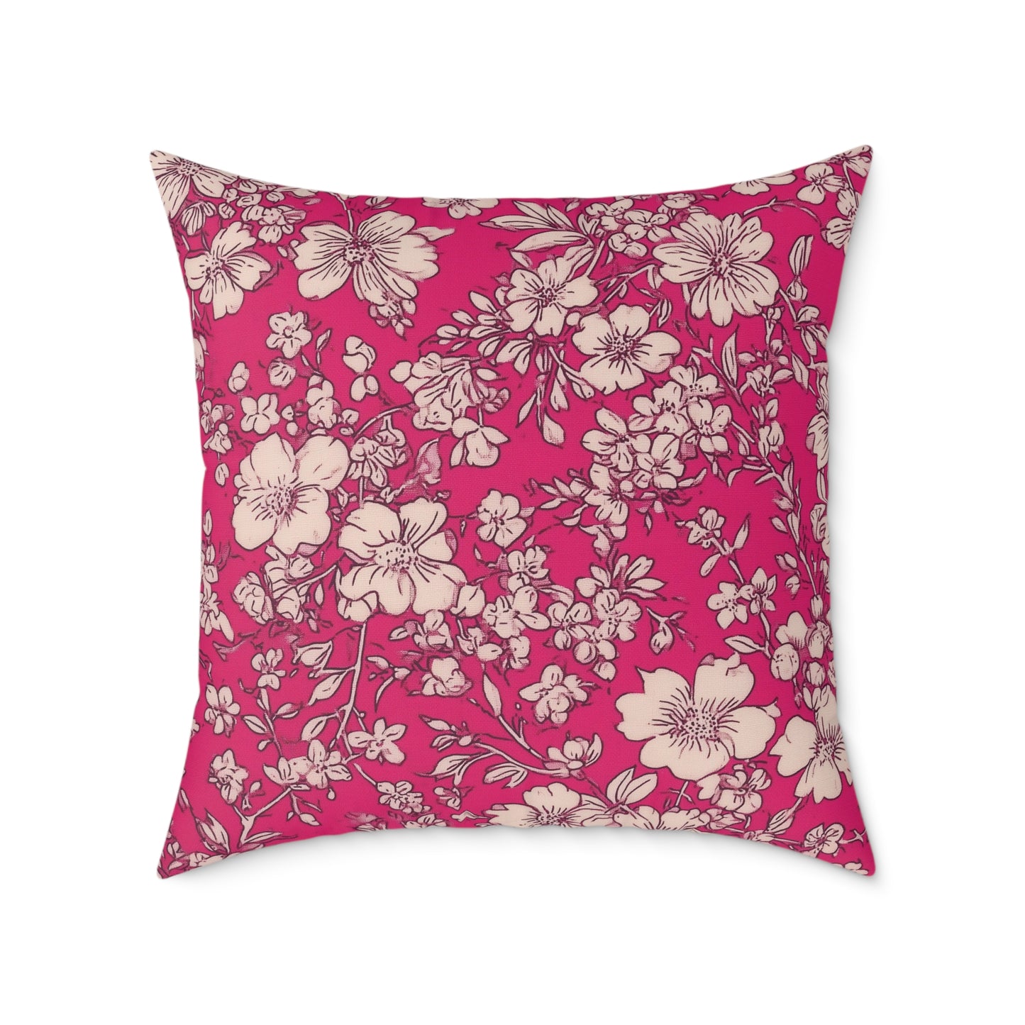 Fuchsia Garden Bloom - Square Poly Canvas Pillow