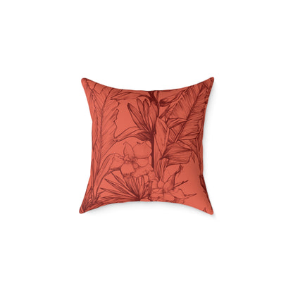 Terracotta Jungle Sketch - Square Poly Canvas Pillow