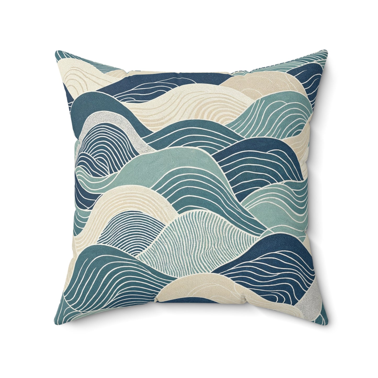 Ocean Line Currents - Spun Polyester Square Pillow
