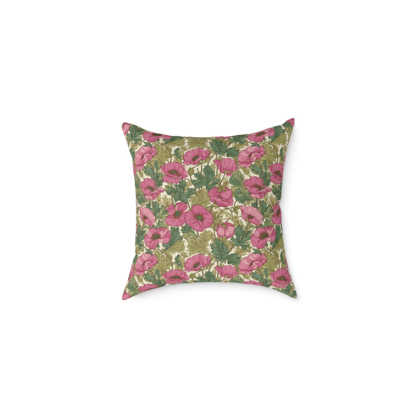 Roseleaf Garden Romance - Square Poly Canvas Pillow
