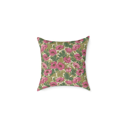 Roseleaf Garden Romance - Square Poly Canvas Pillow