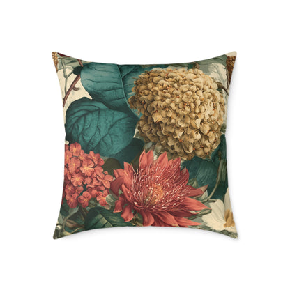 Autumn Harvest Chrysanthemum - Square Poly Canvas Pillow