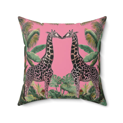 Giraffe Twins - Spun Polyester Square Pillow