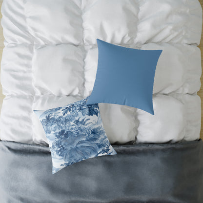 Blue Coastal Toile Garden - Square Poly Canvas Pillow