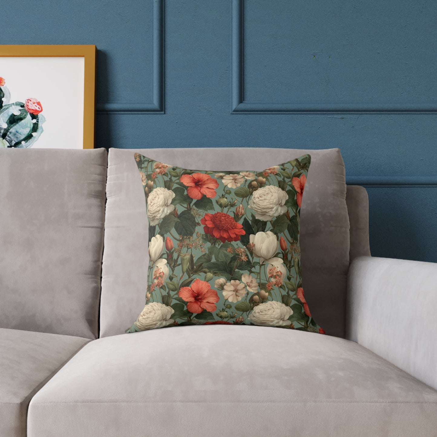 Blossom Meadow Tapestry - Square Poly Canvas Pillow