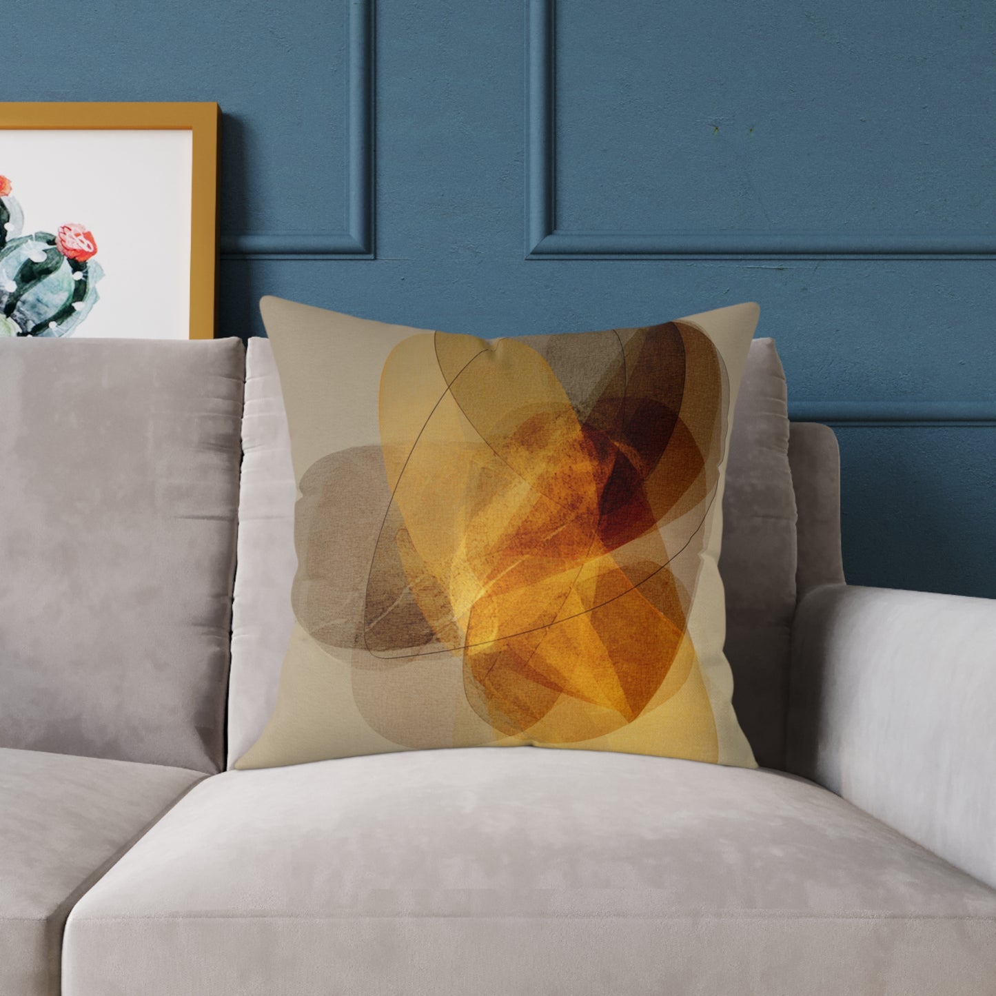 Amber Float Shapes - Square Poly Canvas Pillow