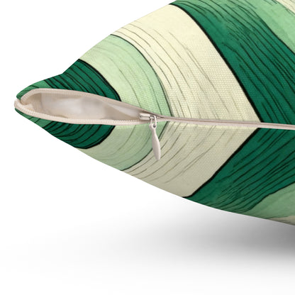 Emerald Flow Lines - Spun Polyester Square Pillow