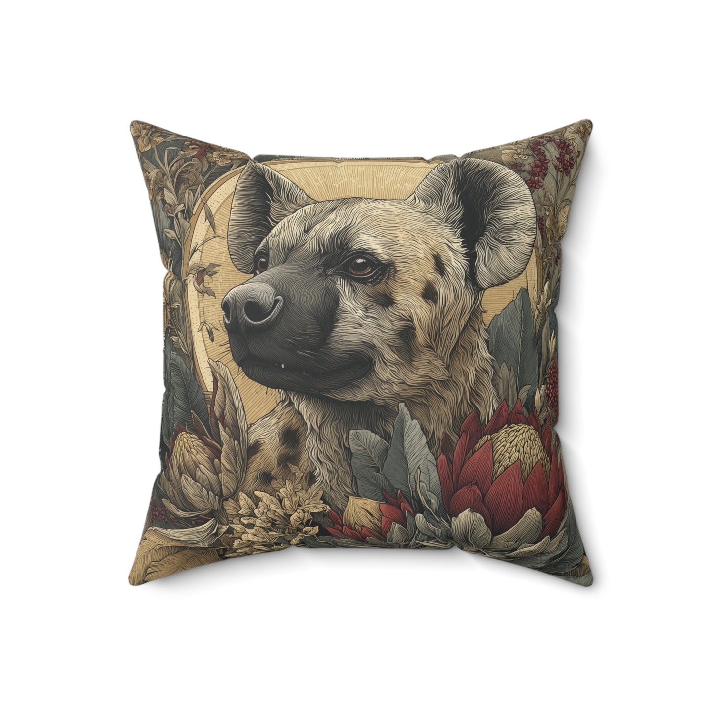 Sunlit Hyena Sentinel - Faux Suede Square Pillow