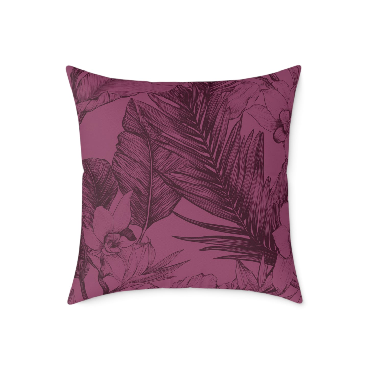 Mulberry Jungle Sketch - Square Poly Canvas Pillow