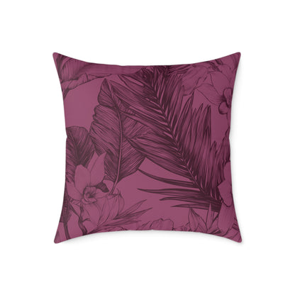 Mulberry Jungle Sketch - Square Poly Canvas Pillow
