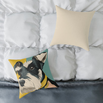 Schnauzer Style - Square Poly Canvas Pillow
