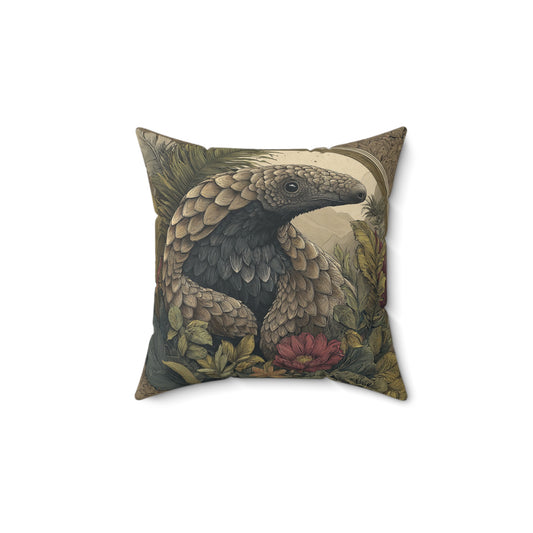 Woodland Pangolin Haven - Faux Suede Square Pillow