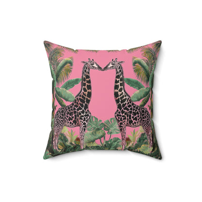 Giraffe Twins - Spun Polyester Square Pillow
