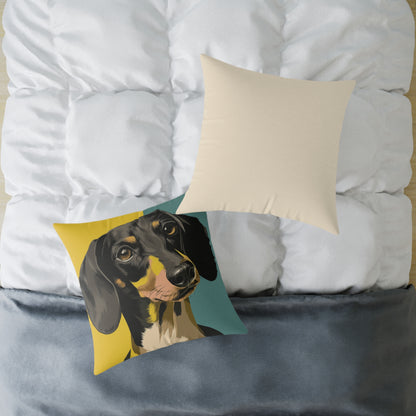 Dachshund Delight - Square Poly Canvas Pillow