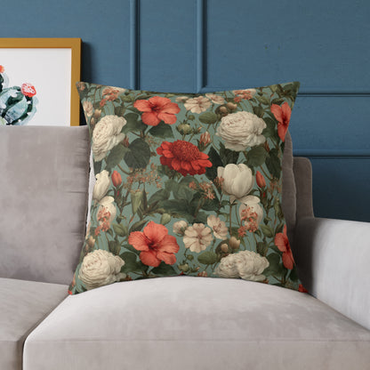 Blossom Meadow Tapestry - Square Poly Canvas Pillow