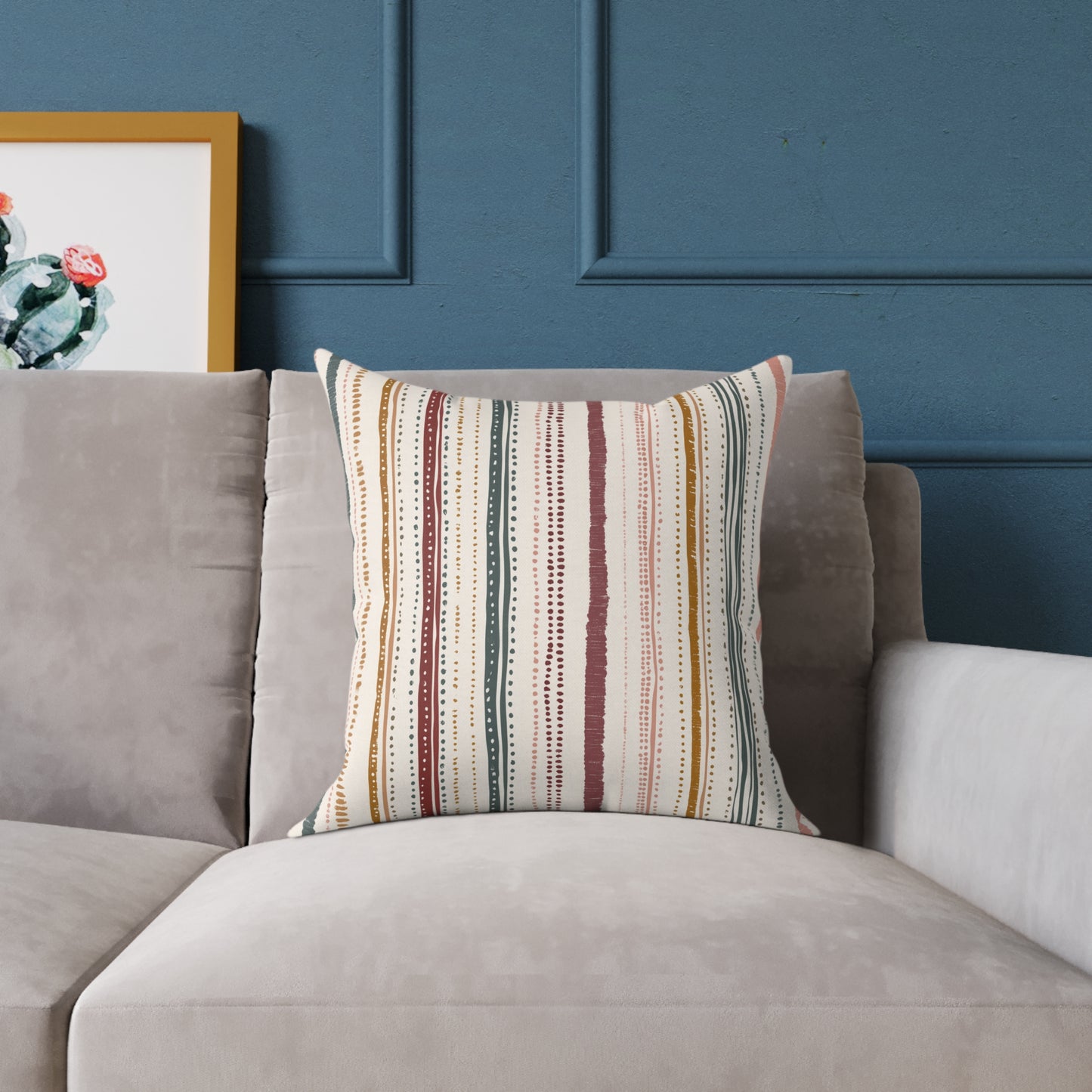 Saffron Loom Stripe - Square Poly Canvas Pillow