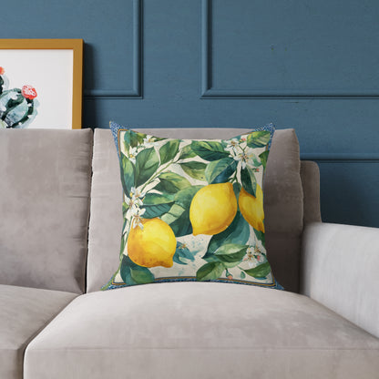 Amalfi Lemon Orchard - Square Poly Canvas Pillow
