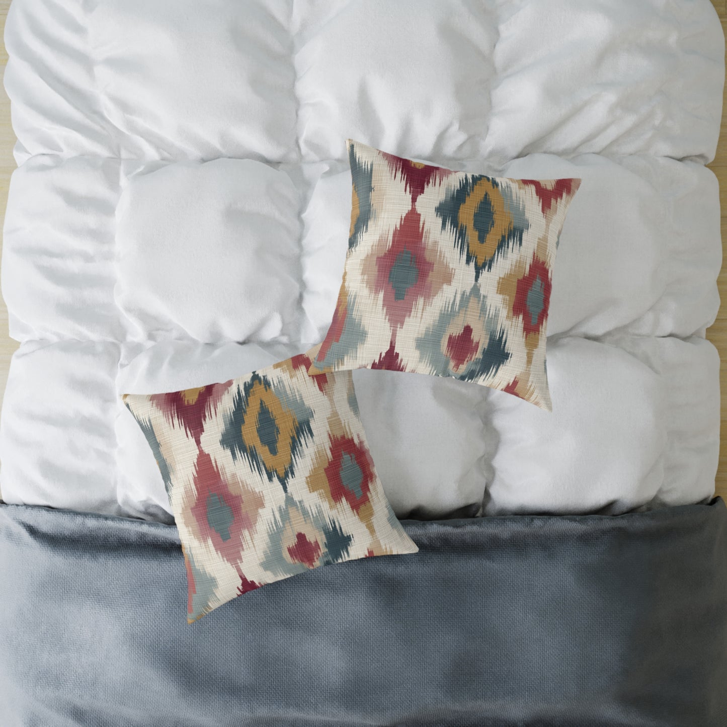 Woven Ember Diamonds - Square Poly Canvas Pillow