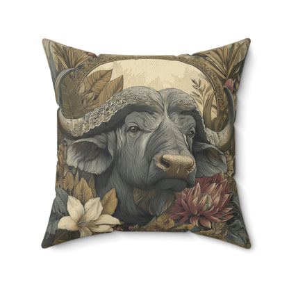 Heritage Cape Buffalo - Faux Suede Square Pillow