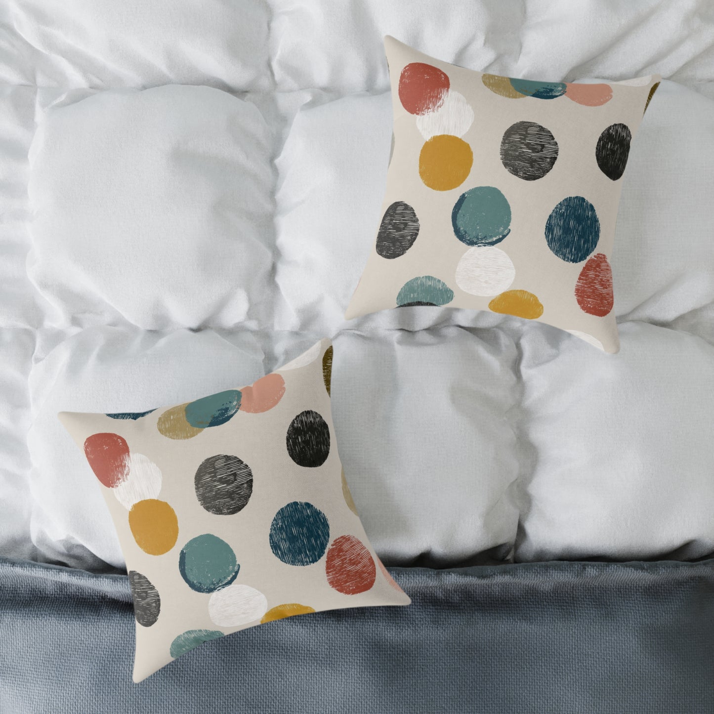 Soft Pebble Dots - Square Poly Canvas Pillow
