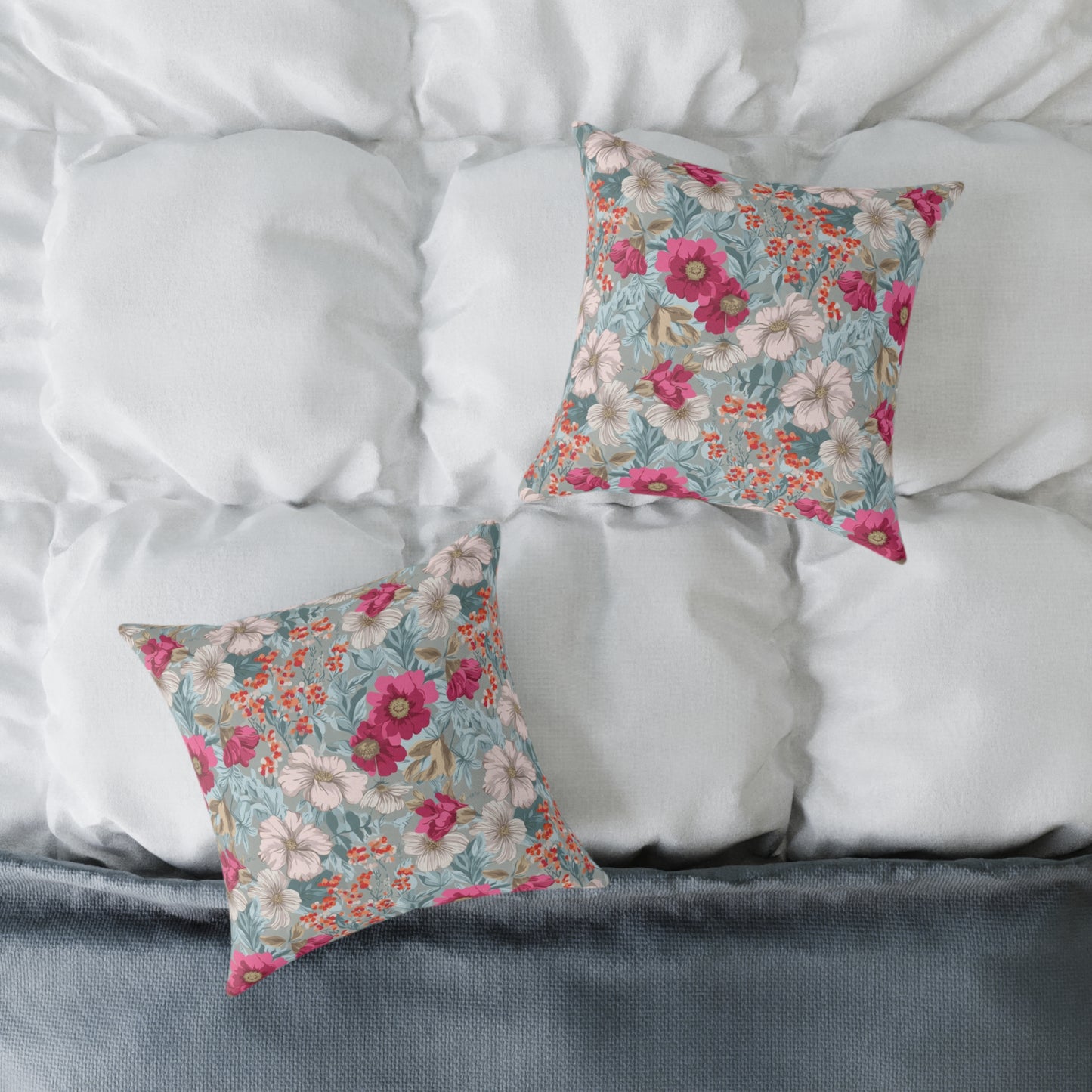 Blossom Carnival Field - Square Poly Canvas Pillow