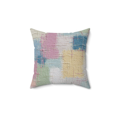 Soft Patch Pastels - Faux Suede Square Pillow