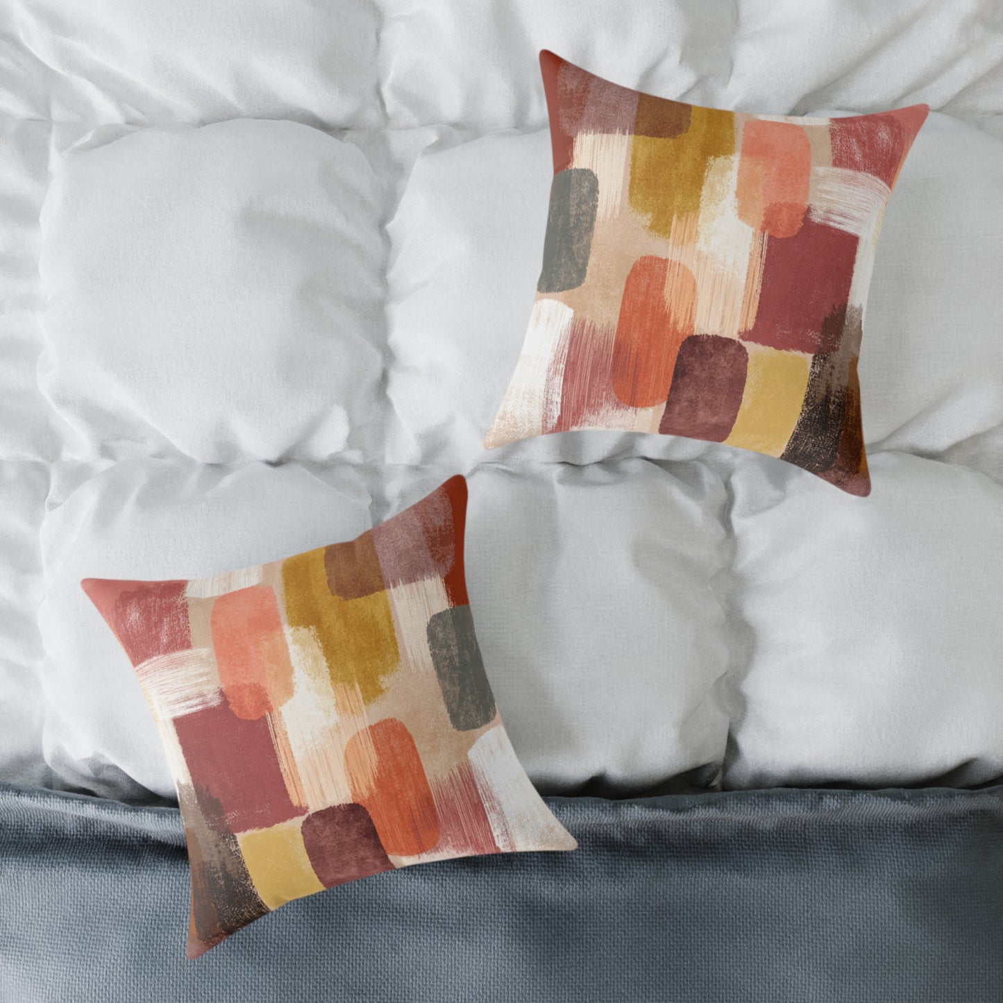 Clay Stone Abstract - Square Poly Canvas Pillow