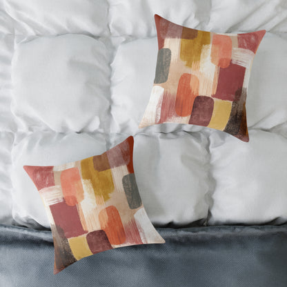Clay Stone Abstract - Square Poly Canvas Pillow
