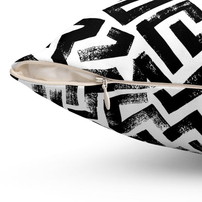 Pebble Maze Charcoal - Spun Polyester Square Pillow