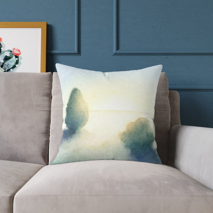 Pastel Tree Mist - Square Poly Canvas Pillow