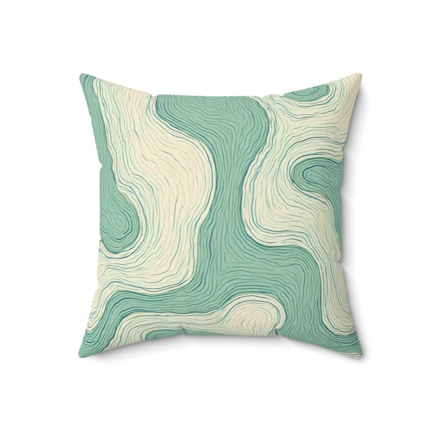 Seafoam Topography - Faux Suede Square Pillow
