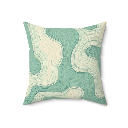 Seafoam Topography - Faux Suede Square Pillow