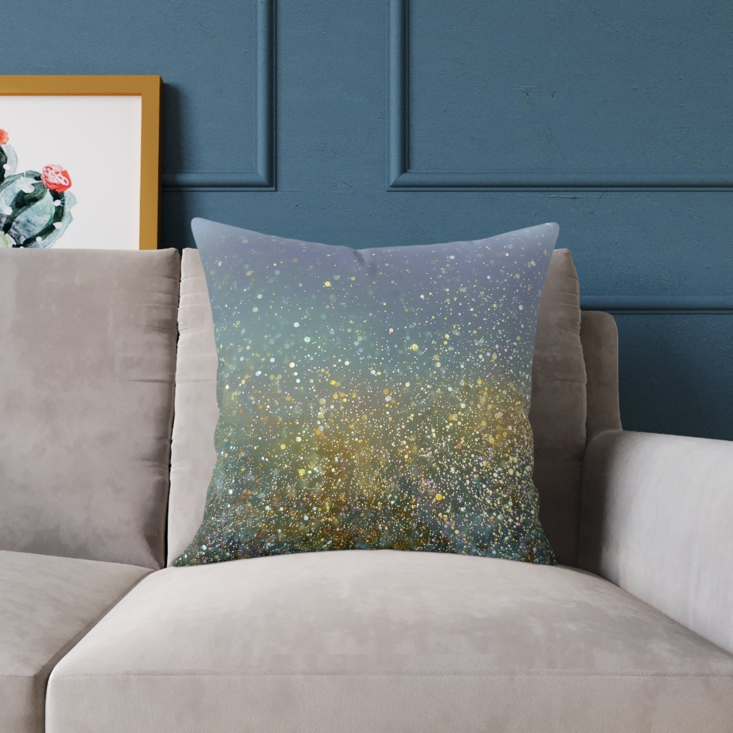 Meadow Haze Sparkle - Square Poly Canvas Pillow