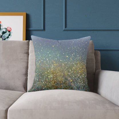 Meadow Haze Sparkle - Square Poly Canvas Pillow