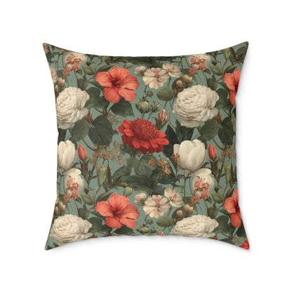 Blossom Meadow Tapestry - Square Poly Canvas Pillow