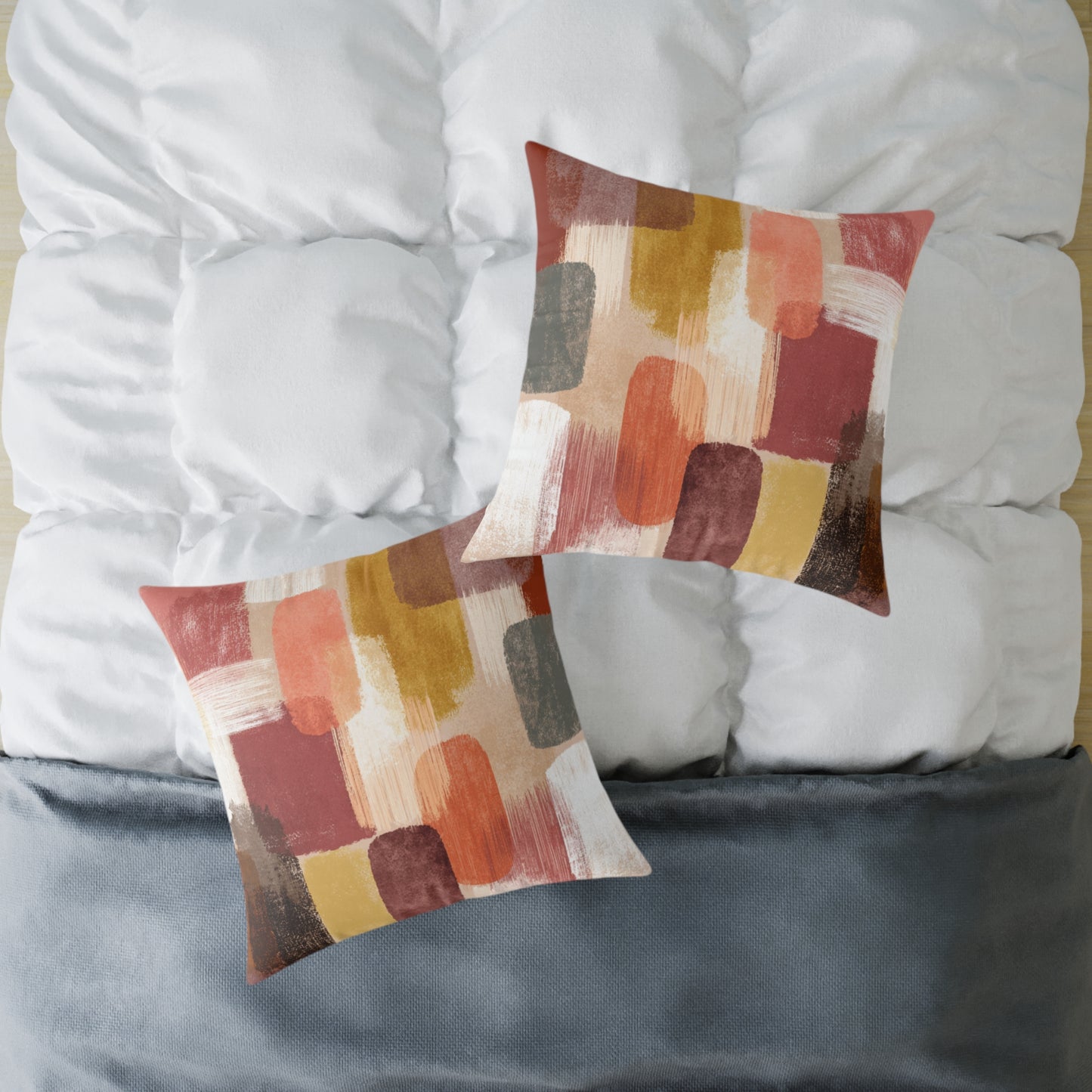 Clay Stone Abstract - Square Poly Canvas Pillow