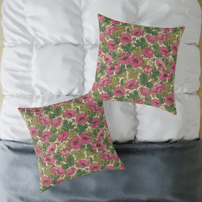 Roseleaf Garden Romance - Square Poly Canvas Pillow