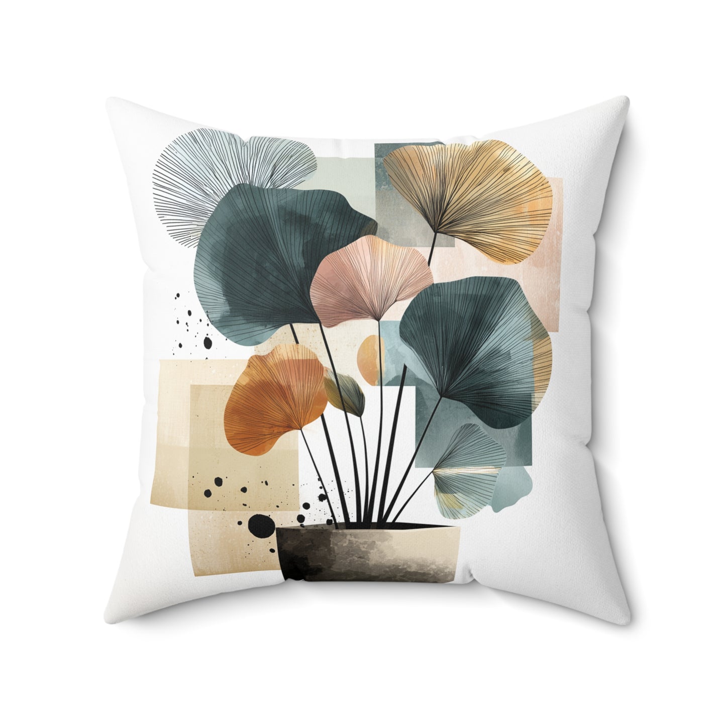 Nordic Vase Foliage - Spun Polyester Square Pillow