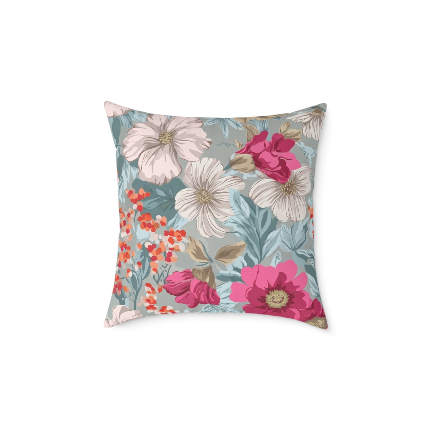 Pastel Meadow Symphony - Square Poly Canvas Pillow