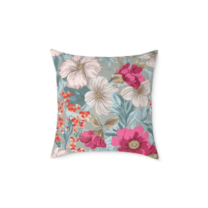 Pastel Meadow Symphony - Square Poly Canvas Pillow
