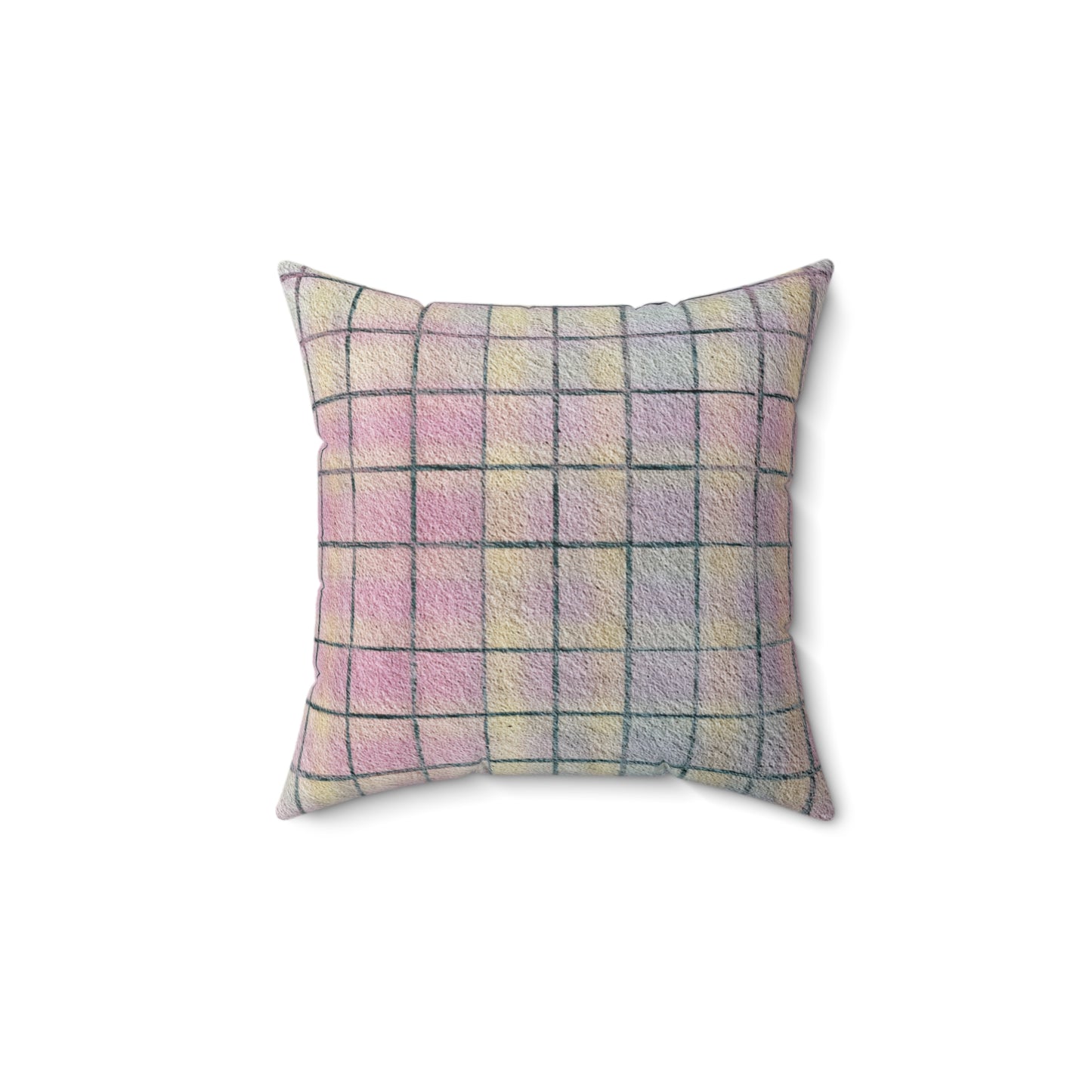 Pastel Grid Calm - Spun Polyester Square Pillow