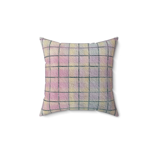 Pastel Grid Calm - Spun Polyester Square Pillow