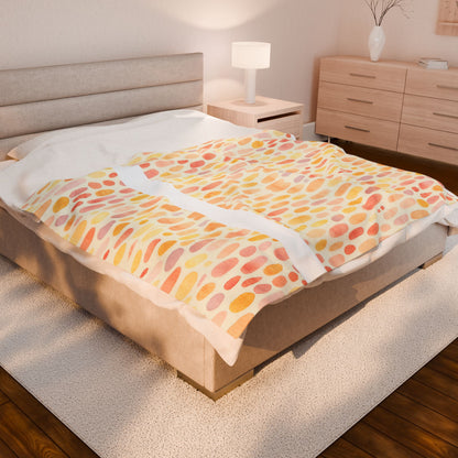 Pastel Bloom Droplets - Velveteen Plush Blanket