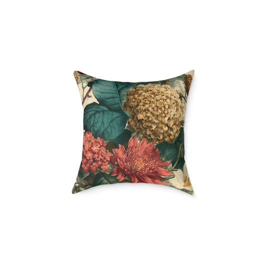 Autumn Harvest Chrysanthemum - Square Poly Canvas Pillow