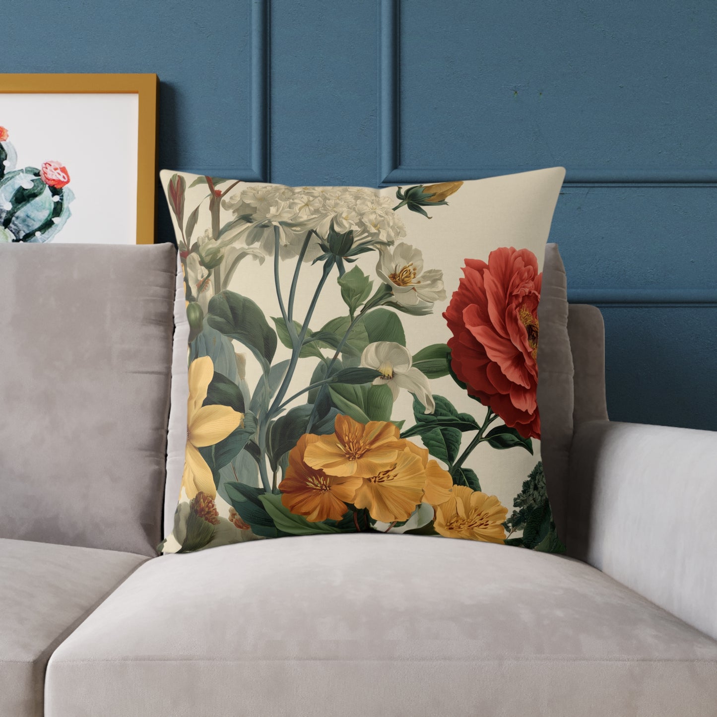 Sunlit Wildflower Bouquet - Square Poly Canvas Pillow
