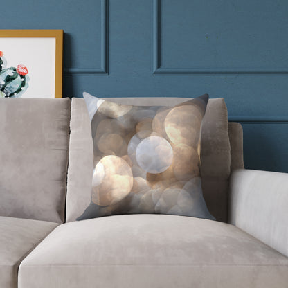Silver Glow Bokeh - Square Poly Canvas Pillow