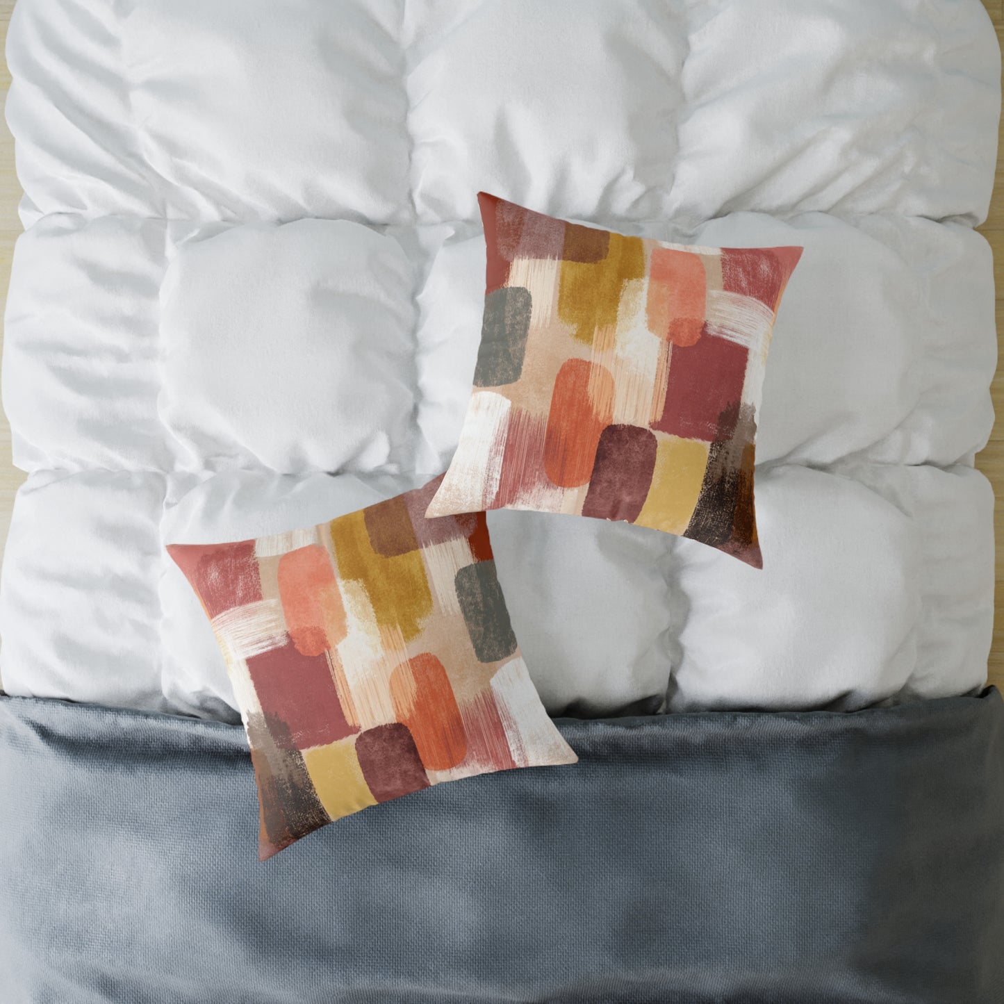Clay Stone Abstract - Square Poly Canvas Pillow