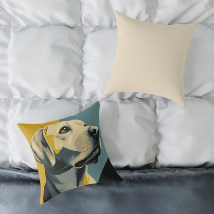 Golden Labrador - Square Poly Canvas Pillow