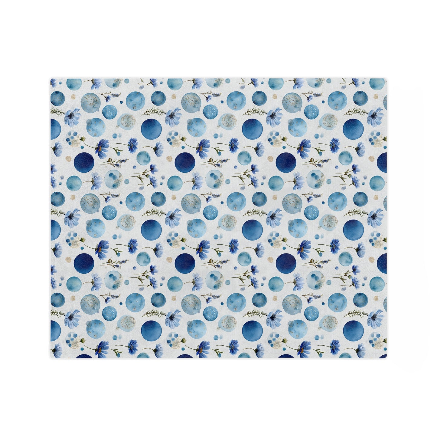 Blue Circle Flowers - Velveteen Microfiber Blanket